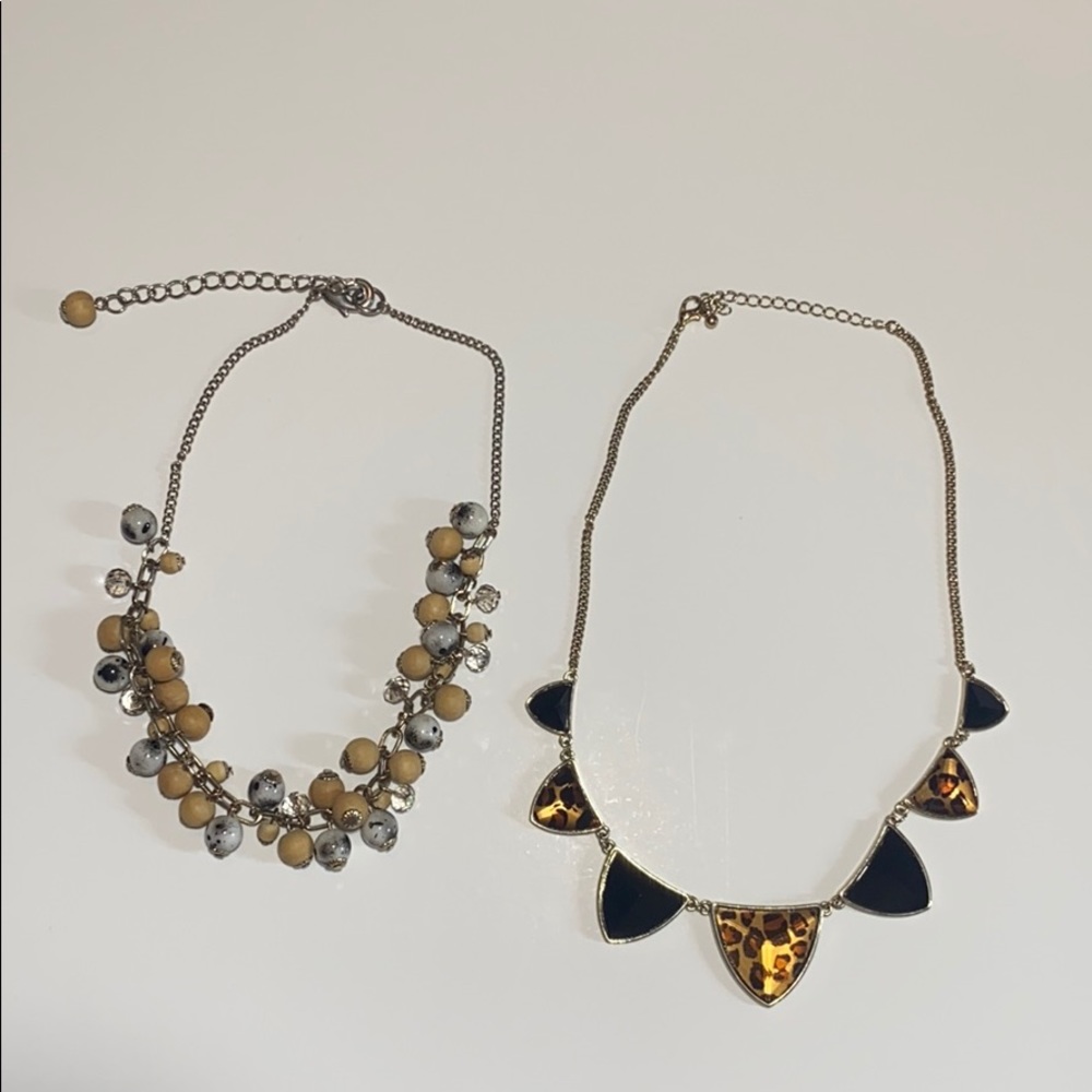 Cheetah & beaded statement necklace bundle!!